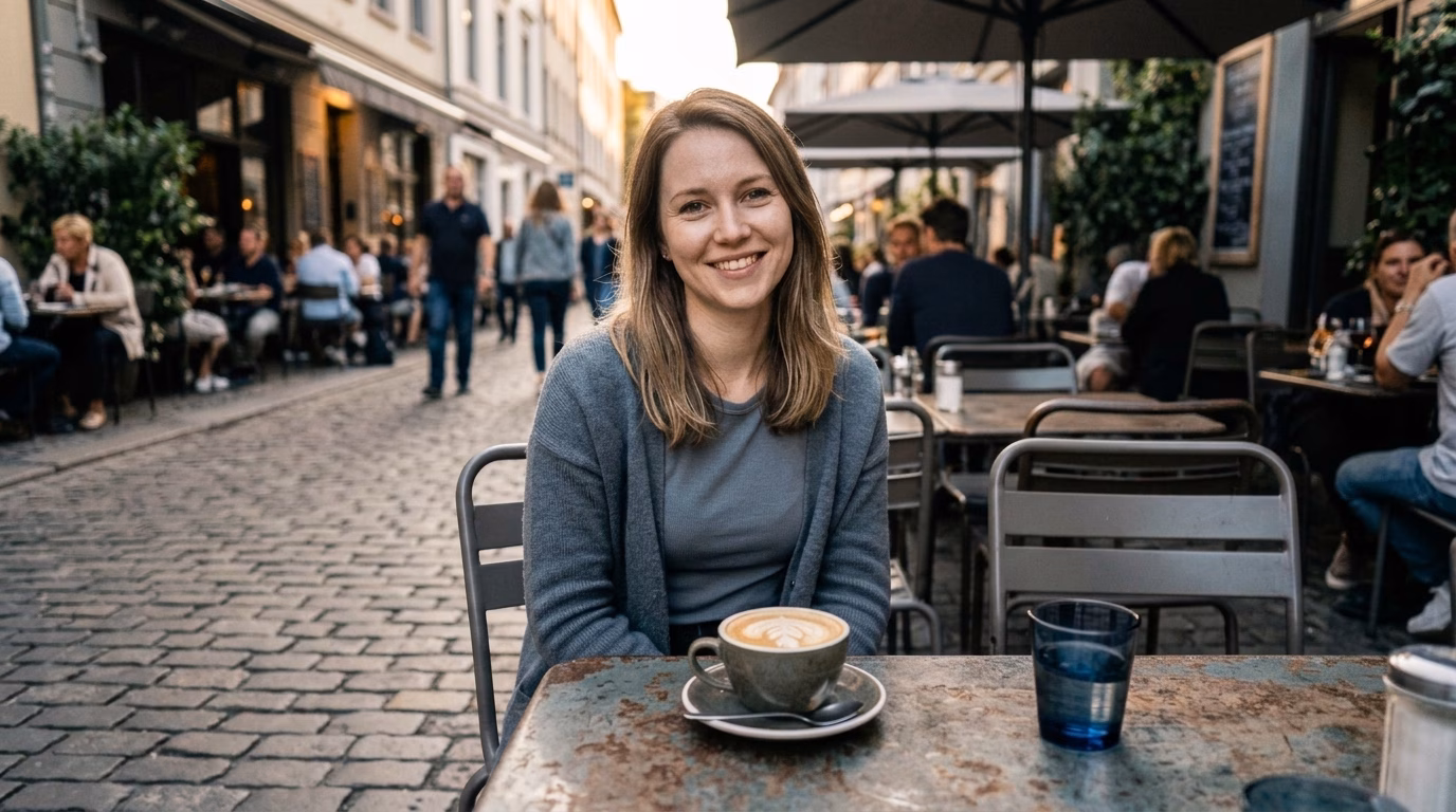 Cafe Portrait Color Correction - Nano Banana 2