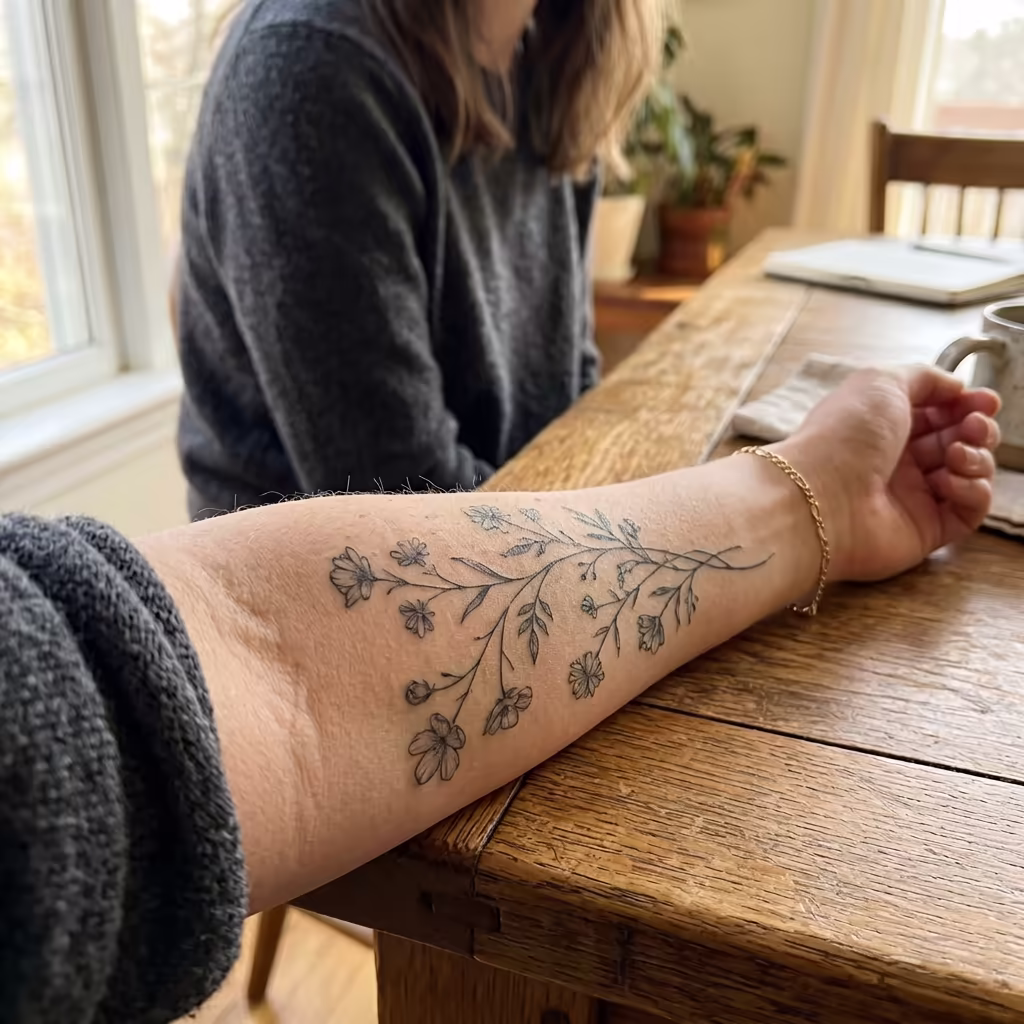 Forearm - Botanical Vine Tattoo